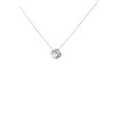 14k White Gold .96ct I I1 Round Center Diamond and along Halo .28ct I I1 Round Diamond Solitaire Necklace Certified By GIA # 2225434020